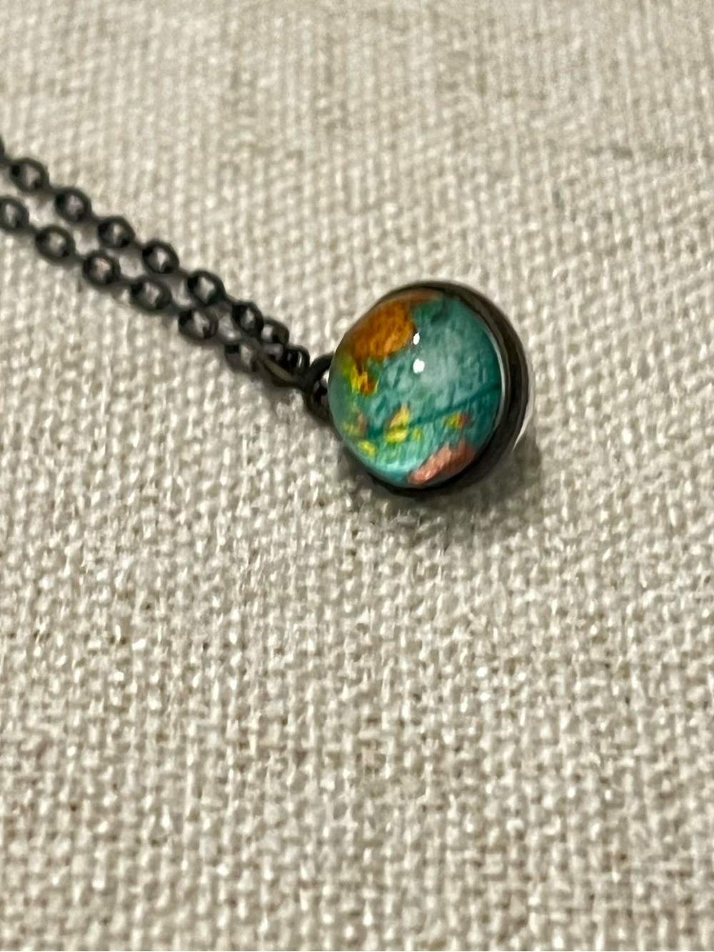 Plunder World Sphere Globe Glass Pendant With Bronze Necklace Travel Novelty - Picture 3 of 6